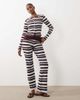 The Frolic The Frolic exclusive ribbed button up long sleeve top in blue & chocolate stripe - part of a set-Multi - 3