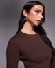 The Frolic The Frolic exclusive ribbed button up long sleeve top in chocolate - part of a set-Brown - 4