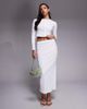 The Frolic The Frolic exclusive ribbed button up long sleeve top in white - part of a set - 2