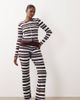 The Frolic The Frolic exclusive ribbed fold over flare pants in blue & chocolate stripe - part of a set-Multi - 1
