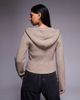 The Frolic The Frolic exclusive ribbed knit double zip up hooded cardigan in oat-Neutral - 4