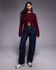 The Frolic The Frolic Exclusive ribbed structured waist button through cardigan in burgundy - 2