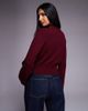 The Frolic The Frolic Exclusive ribbed structured waist button through cardigan in burgundy - 3