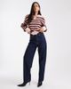 The Frolic The Frolic exclusive ruffle oversized collar button up sweater in burgundy and pink stripe - 3
