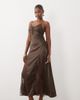 The Frolic The Frolic exclusive satin cami midaxi dress with lace detailing in chocolate-Brown - 1