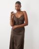 The Frolic The Frolic exclusive satin cami midaxi dress with lace detailing in chocolate-Brown - 2