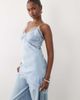 The Frolic The Frolic Exclusive satin lace trim cami asymmetric hem top in blue - 1