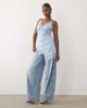 The Frolic The Frolic Exclusive satin lace trim cami asymmetric hem top in blue - 2