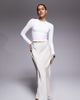 The Frolic The Frolic exclusive satin lace trim maxi skirt in cream-White - 1