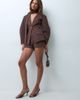 The Frolic The Frolic exclusive scarf detail balloon sleeve blazer set in brown - 2