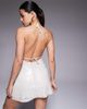 The Frolic The Frolic Exclusive sequin cowl front halterneck open tie back mini dress in cream-White - 2