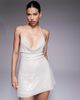 The Frolic The Frolic Exclusive sequin cowl front halterneck open tie back mini dress in cream-White - 3