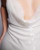The Frolic The Frolic Exclusive sequin cowl front halterneck open tie back mini dress in cream-White - 4