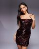 The Frolic The Frolic exclusive sequin square neck tie front mini dress in burgundy-Red - 2