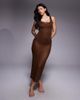 The Frolic The Frolic exclusive sheer sequin knit open tie back maxi beach dress in chocolate-Brown - 1