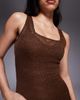 The Frolic The Frolic exclusive sheer sequin knit open tie back maxi beach dress in chocolate-Brown - 2