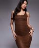 The Frolic The Frolic exclusive sheer sequin knit open tie back maxi beach dress in chocolate-Brown - 4