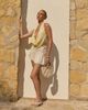 The Frolic The Frolic exclusive shirred tie side frill mini skirt in cream-White - 4