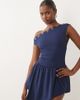 The Frolic The Frolic exclusive slinky eyelet detail asymmetric pleated skirt mini dress in navy - 1