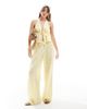 The Frolic The Frolic Exclusive straight leg tie waist embroidered beach pants in lemon yellow - part of a set - 1