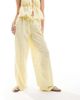 The Frolic The Frolic Exclusive straight leg tie waist embroidered beach pants in lemon yellow - part of a set - 3