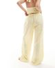 The Frolic The Frolic Exclusive straight leg tie waist embroidered beach pants in lemon yellow - part of a set - 4