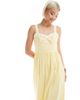 The Frolic The Frolic exclusive sweetheart contrast ruffle trim bow detail maxi dress in yellow - 4