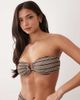 The Frolic The Frolic exclusive textured bandeau resin ring bandeau top in brown & cream stripe-Multi - 1
