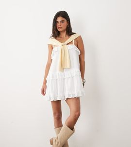 The Frolic The Frolic exclusive textured cotton frill detail cami mini dress in white