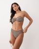 The Frolic The Frolic exclusive textured high leg brazillian bikini bottom in brown & cream stripe - part of a set-Multi - 1