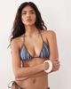 The Frolic The Frolic exclusive triangle halterneck bikini top in blue & chocolate stripes - part of a set - 1