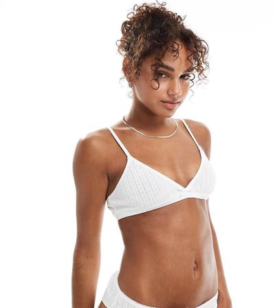 The Frolic The Frolic exclusive triangle pointelle bra in white - part of a set