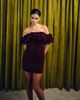 The Frolic The Frolic Exclusive velvet ruched bardot mini dress in burgundy-Red - 2