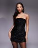 The Frolic The Frolic exclusive velvet sequin bandeau mini dress with oversized bow detail in black - 3