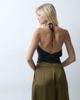 The Frolic The Frolic halter neck low back drape detail top in black - 4