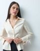 The Frolic The Frolic satin tie sleeve detail shirt in champagne-NEUTRAL - 1