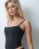 The Frolic The Frolic sequin bust detail structured cami top in black - 1