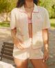 The Frolic The Frolic x Lydia Kara exclusive floral crochet contrast trim beach shirt in cream and pink - part of a set-Multi - 2