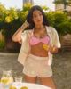The Frolic The Frolic x Lydia Kara exclusive floral crochet contrast trim beach shirt in cream and pink - part of a set-Multi - 4