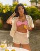 The Frolic The Frolic x Lydia Kara exclusive floral crochet contrast trim beach shorts in cream and pink - part of a set-Multi - 1