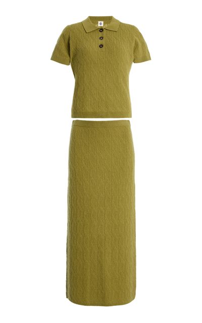 THE GARMENT THE GARMENT Exclusive Como CableKnit WoolCashmere Polo Set Green UK 10