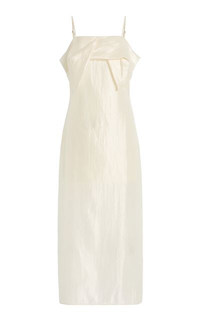 THE GARMENT THE GARMENT Porcha Draped Taffeta Midi Dress Ivory UK 12