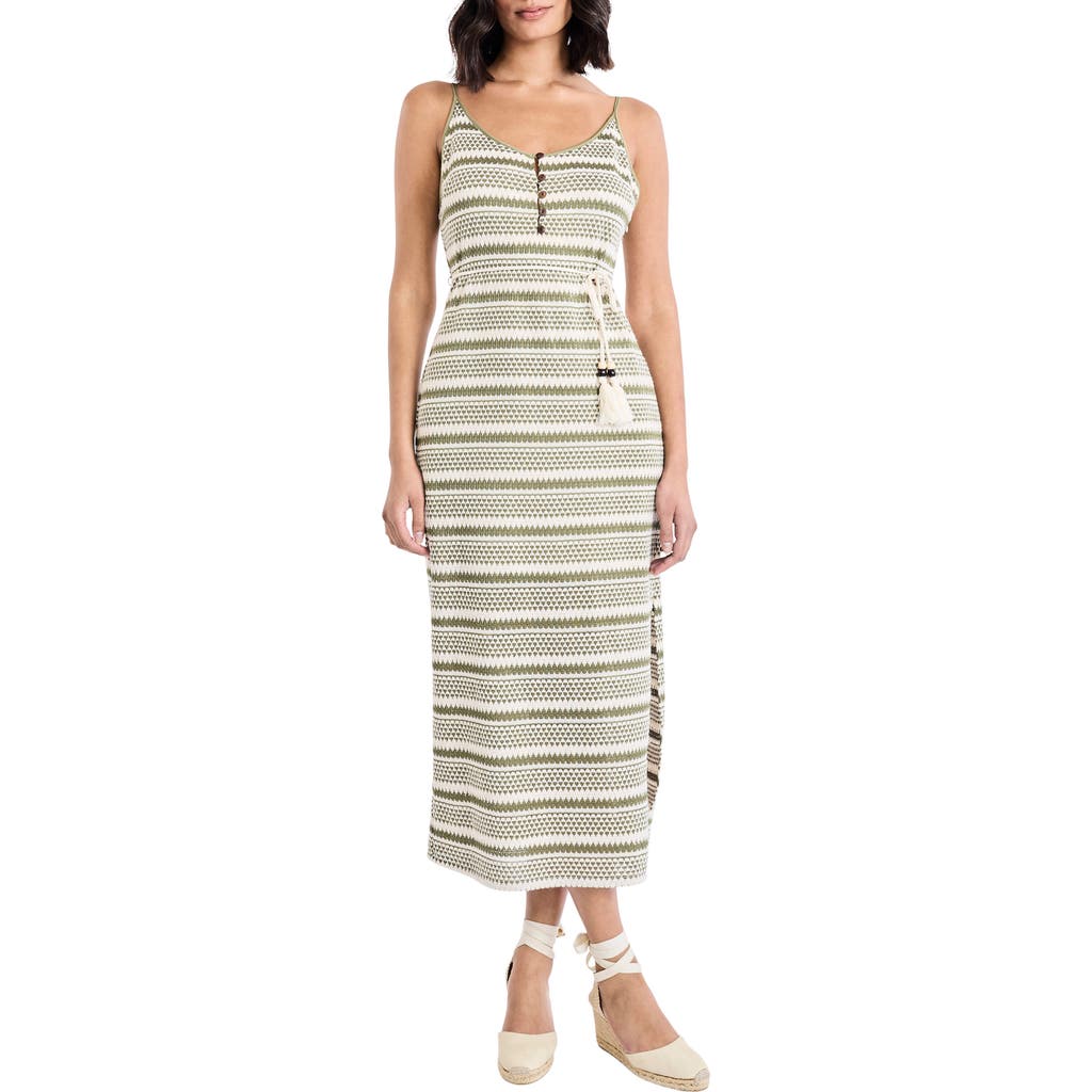 The Good Journey The Good Journey Geometric Stitch Tie Waist Sweater Dress
