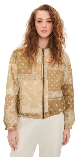 THE GREAT. Outdoors THE GREAT. Outdoors The Reversible Ultra Light Puffer Jacket KHAKI BANDANA W/ CREAM