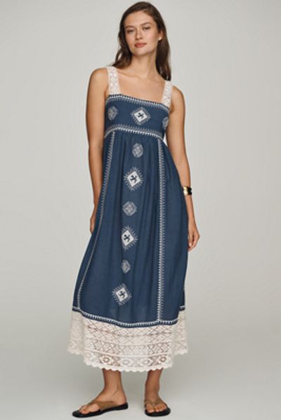 the great midi dress THE Day Break Cotton Midi Dress by THE GREAT. in Blue, Size: Small at Anthropologie