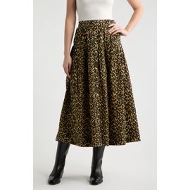 THE GREAT. THE GREAT. Highland Leopard Print Cotton Midi Skirt