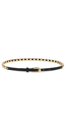 THE GREAT. THE GREAT. Leather Beaded Belt Black with Gold