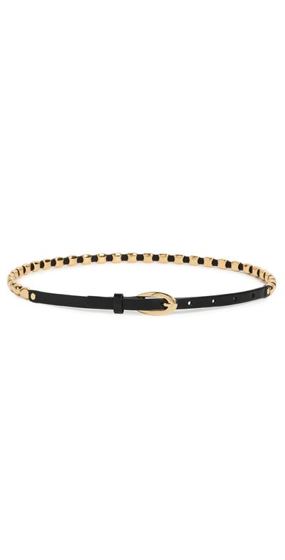 THE GREAT. THE GREAT. Leather Beaded Belt Black with Gold