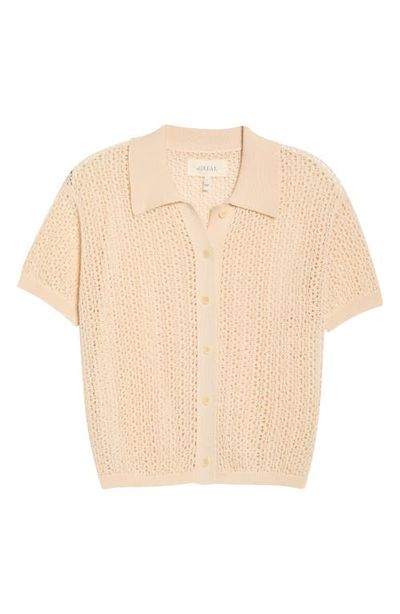 THE GREAT. THE GREAT. Open Stitch Short Sleeve Cotton Sweater