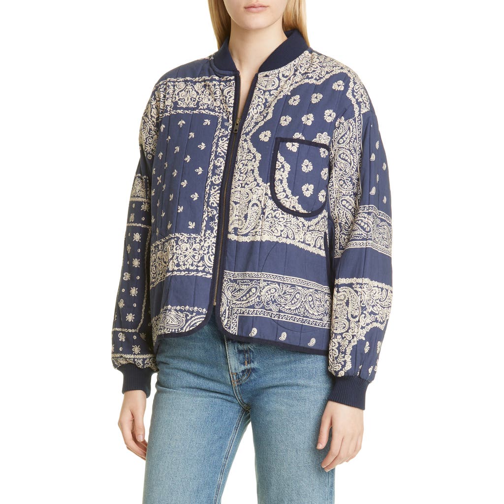 THE GREAT. - The Bandana Print Quilted Bomber Jacket